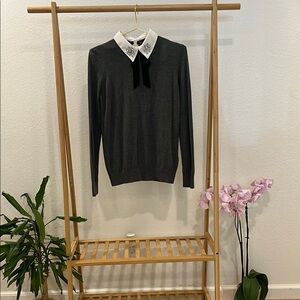 Dorothy Perkins Black and Gray Crew Neck Sweater, Size 6, Like New